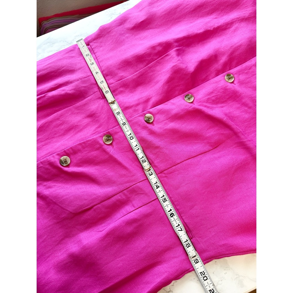 Ann Taylor Fuchsia Pink Linen Blend Button Front Sleeveless Midi Dress Size 14 - Picture 12 of 13